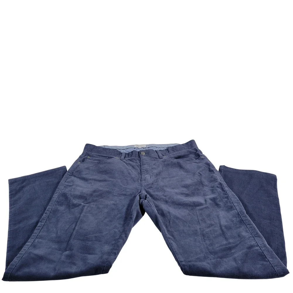 Peter Millar Mens‎ Corduroy Pants Blue Straight Leg Casual Dress Size 35x30